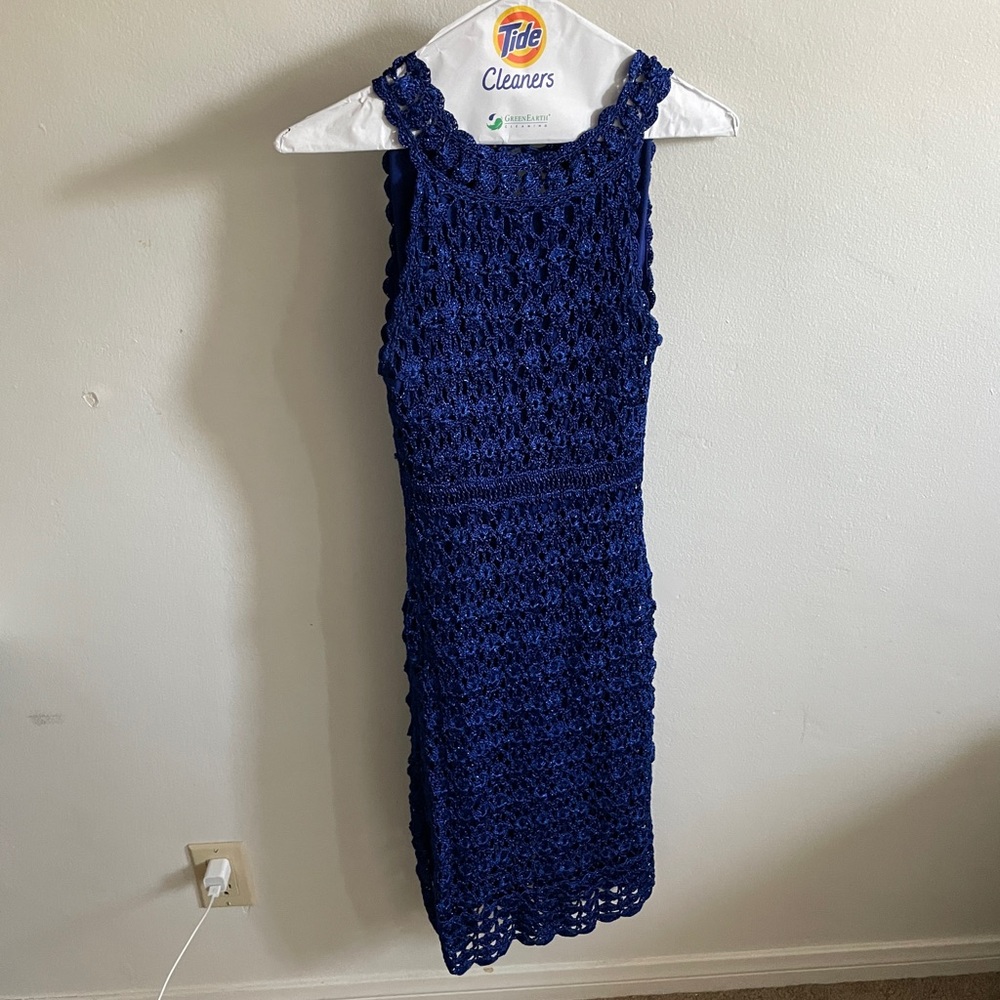 INC International Concepts Navy Crochet Midi Dress